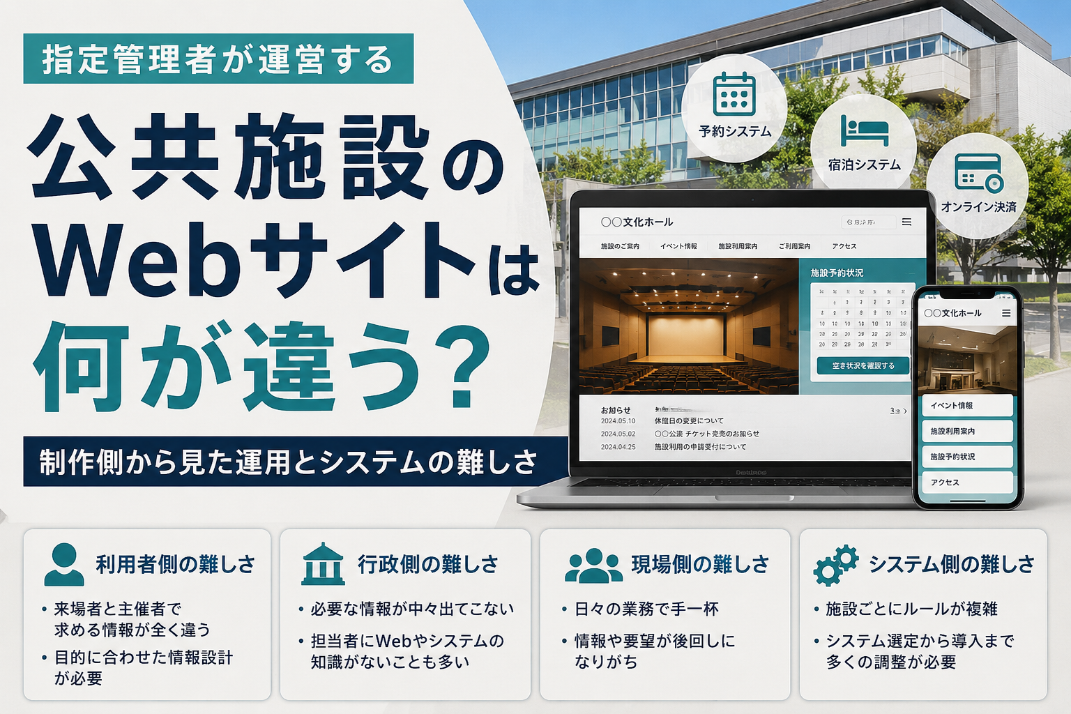 指定管理者が運営する公共施設のWebサイトは何が違う?制作側から見た運用とシステムの難しさ